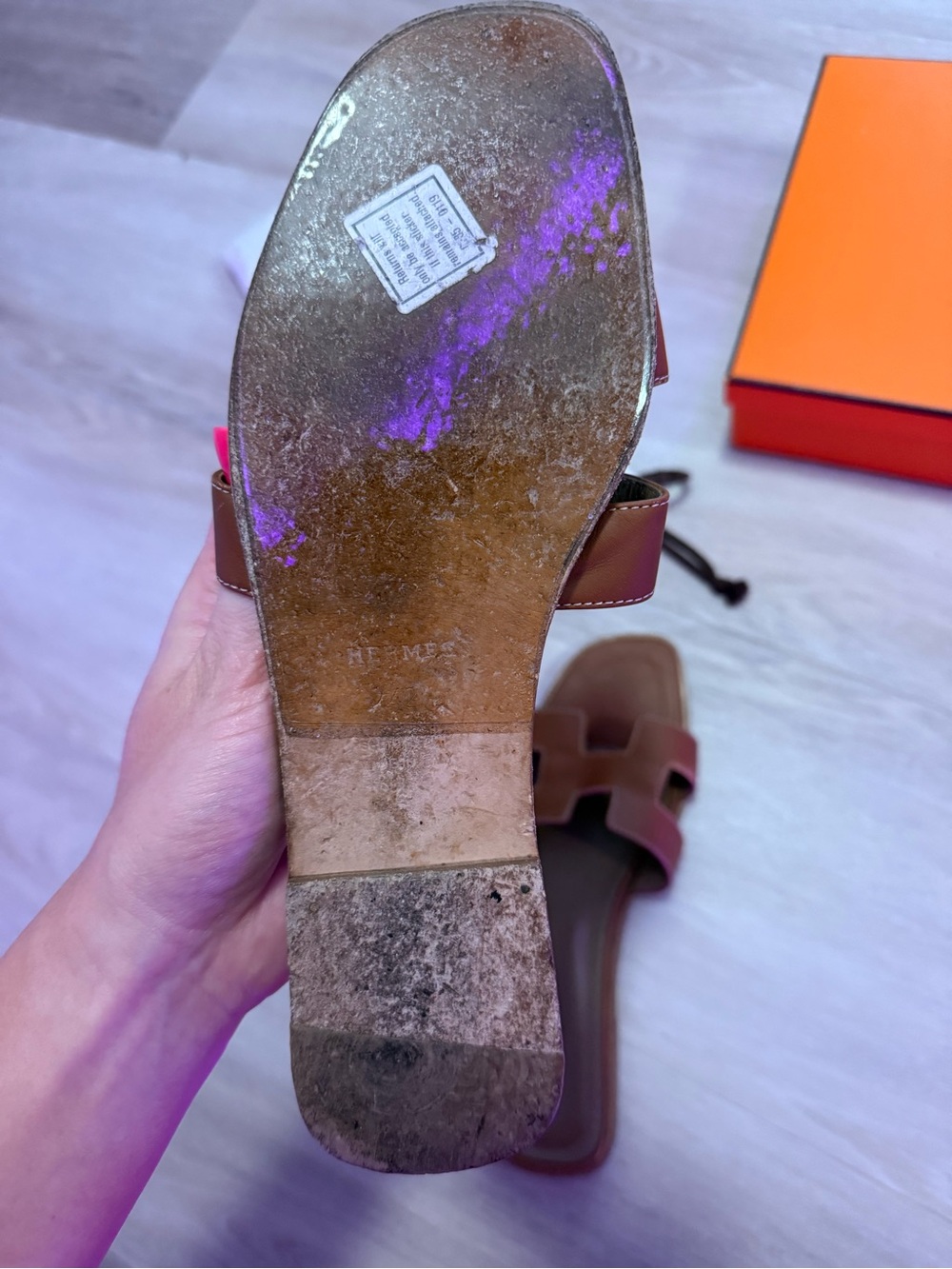 Hermès Oran Brown Slide Sandals - Picture 4 of 8